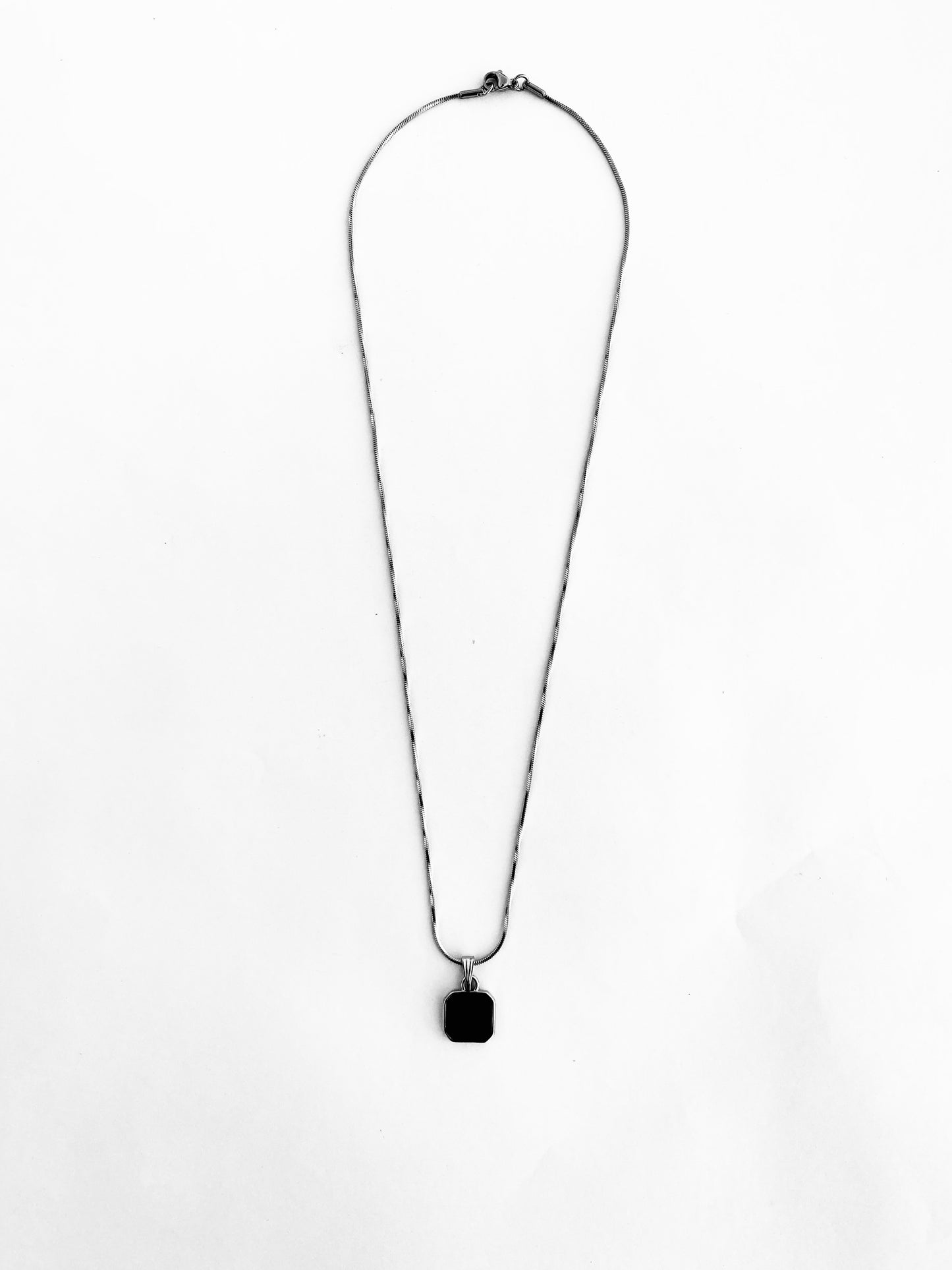 Black Stone Pendant with Chain
