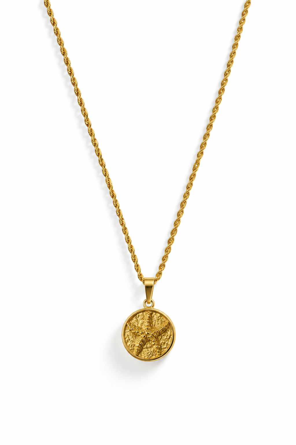 Golden Orbit Textured Pendant Necklace