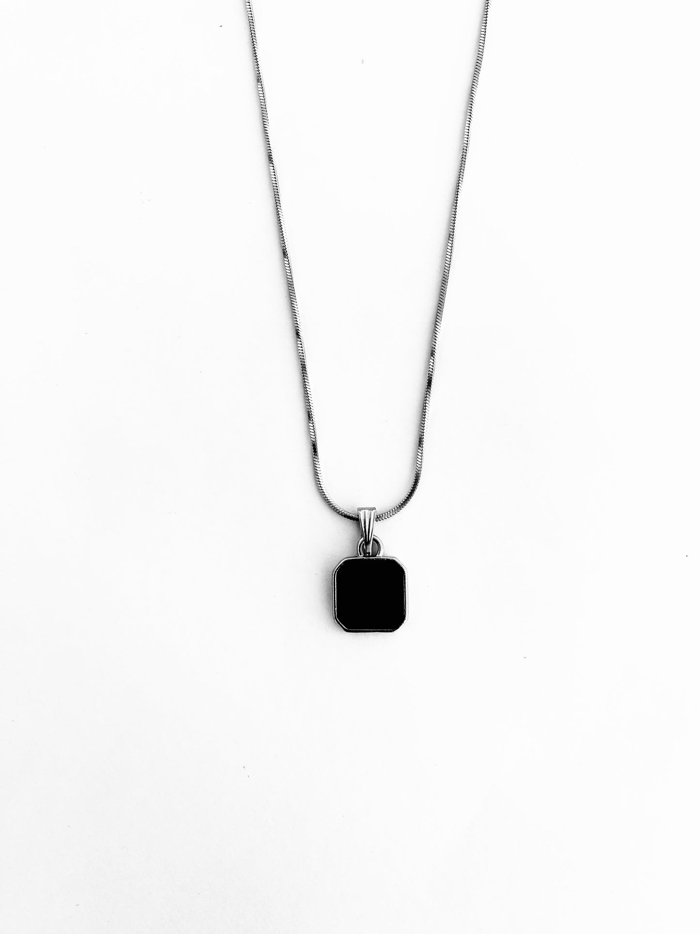 Black Stone Pendant with Chain