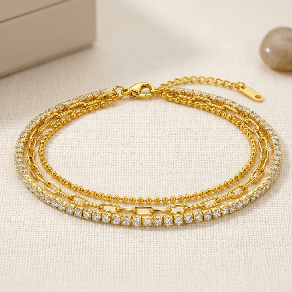Triple Layer Gold Sparkle Bracelet