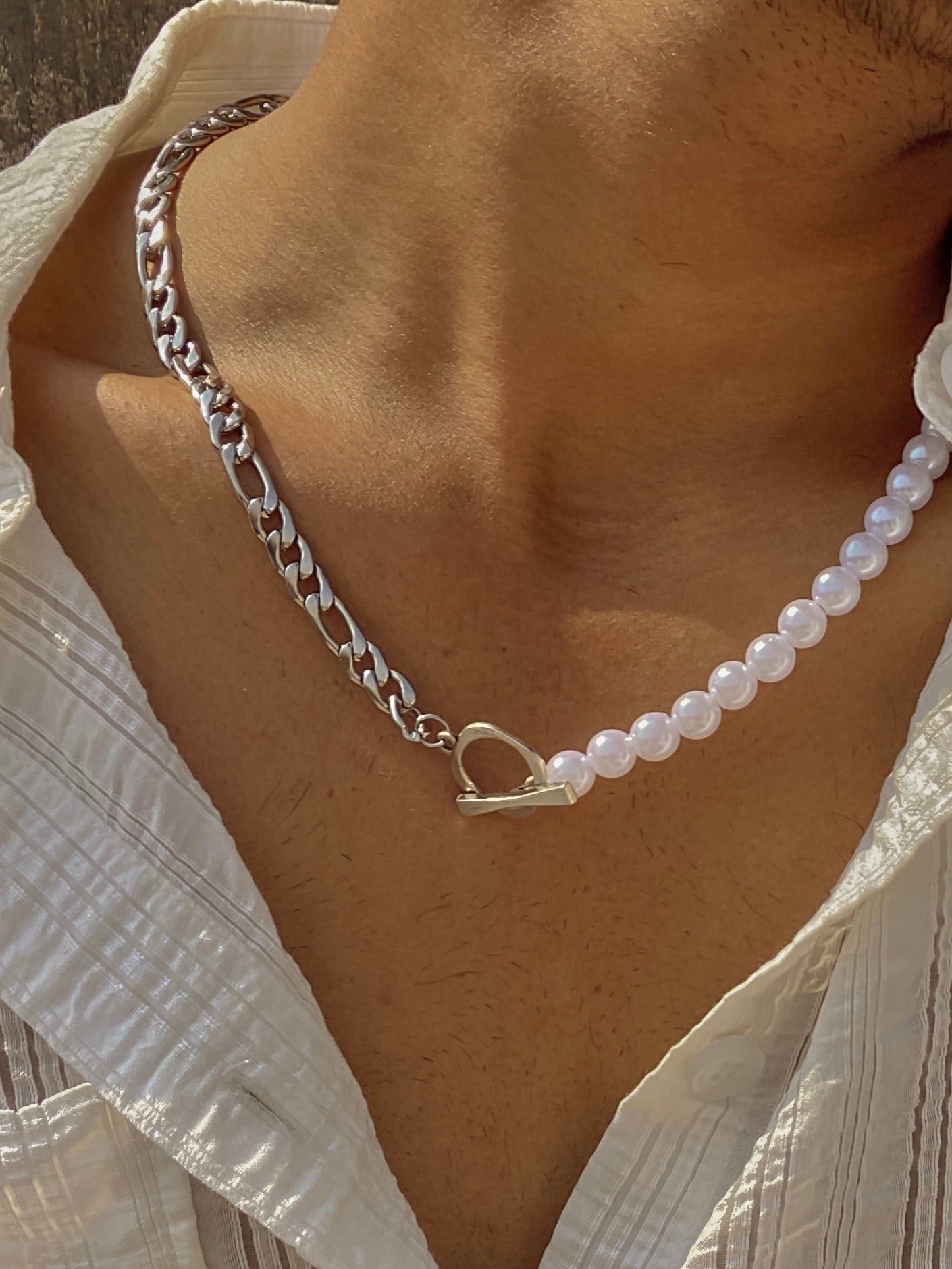 Half & Half Pearl Necklace