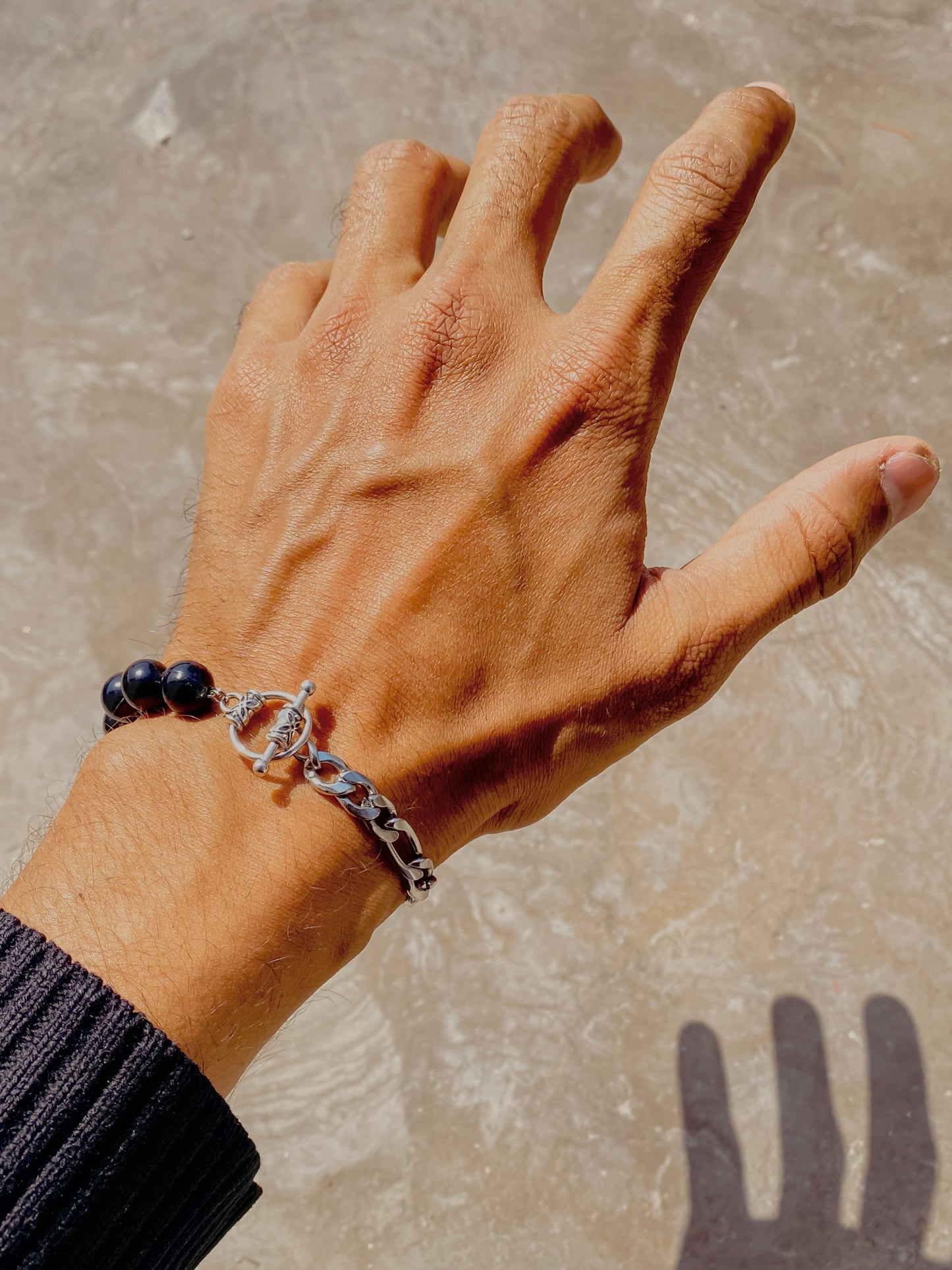 Half & Half Black beads Bracelet