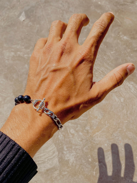 Half & Half Black beads Bracelet