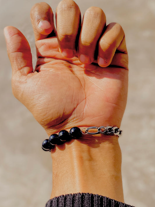 Black Pearl Figaro Bracelet