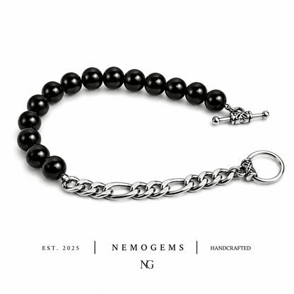 Black Pearl Figaro Bracelet