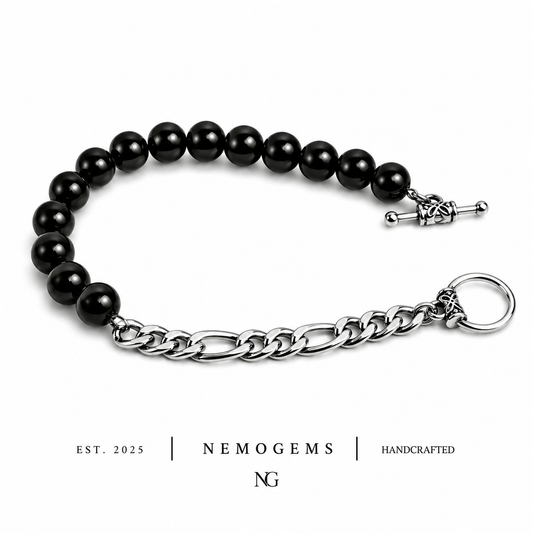 Black Pearl Figaro Bracelet