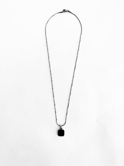 Black Stone Pendant with Chain