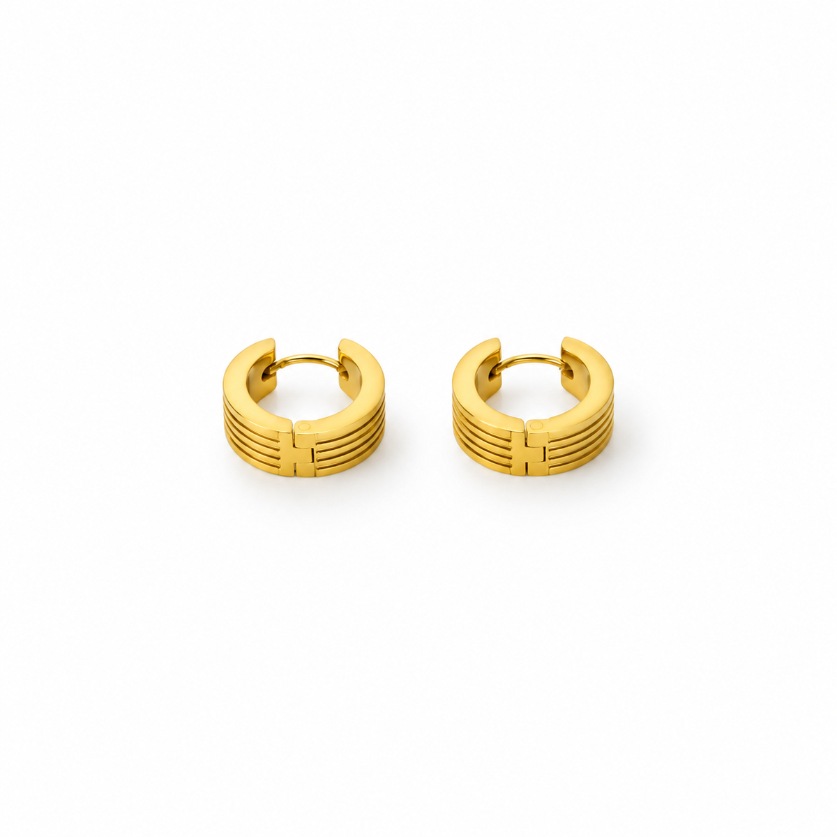 Golden Multi-Line Hoop Earrings