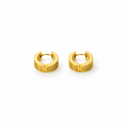 Golden Multi-Line Hoop Earrings