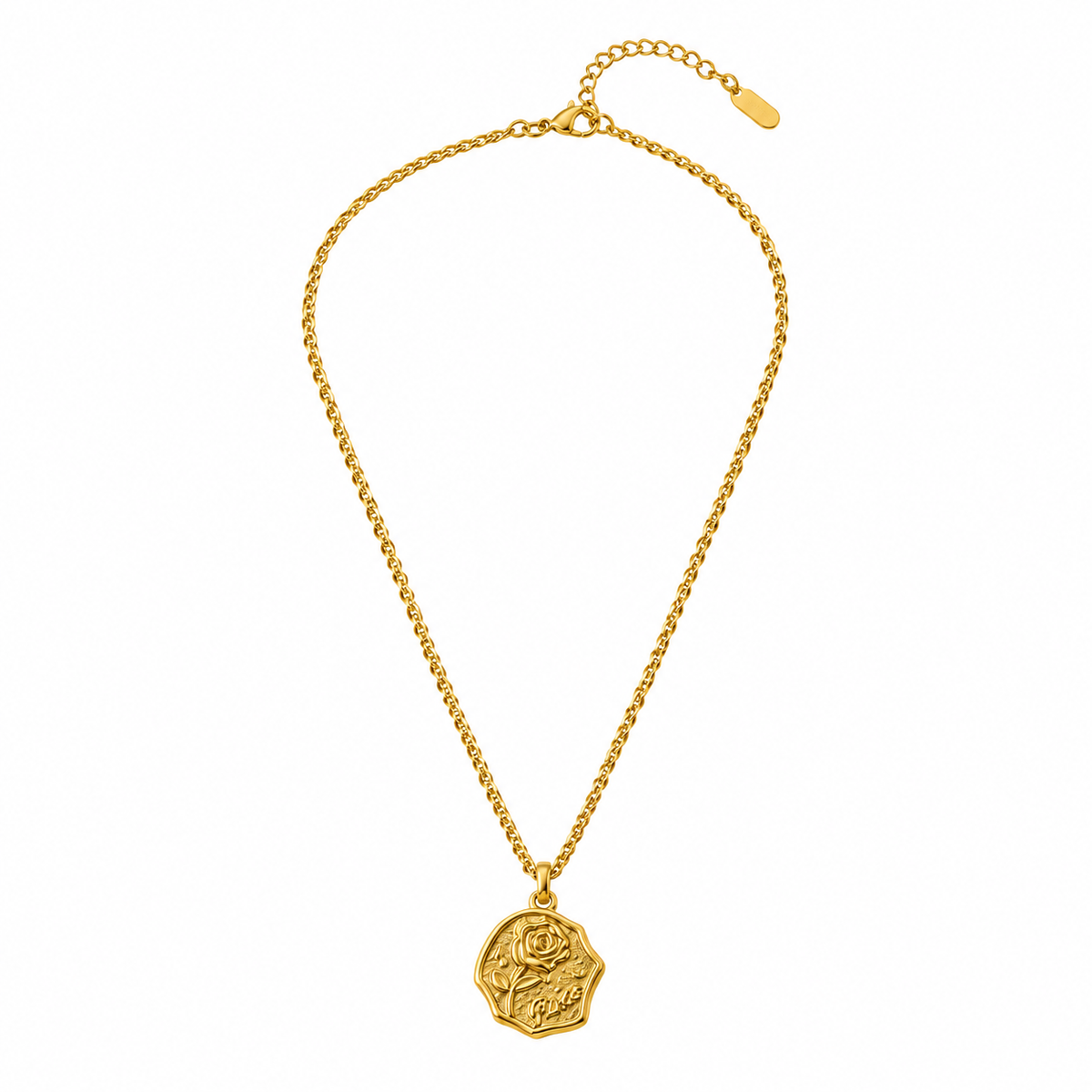 Golden Rose Medallion Necklace