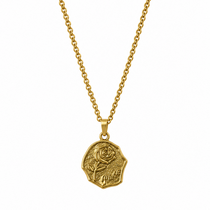 Golden Rose Medallion Necklace