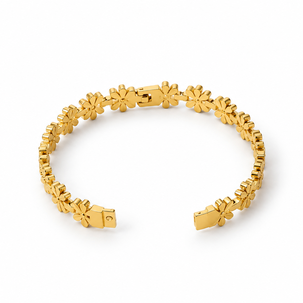 Daisy Flower Chain Bracelet – 18K Gold Plated Demi-Fine