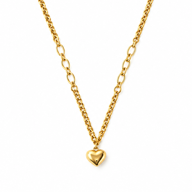 Golden Heart Link Necklace