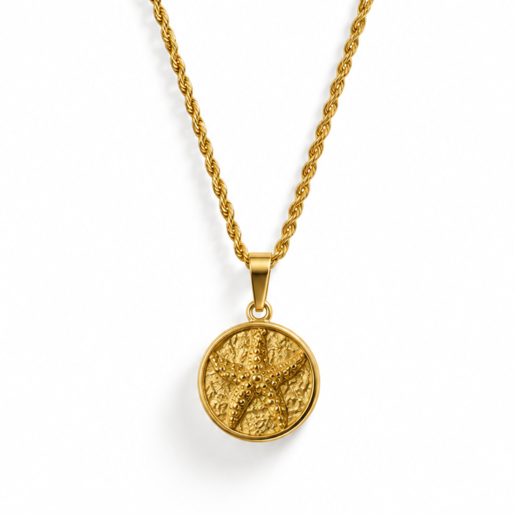 Golden Orbit Textured Pendant Necklace