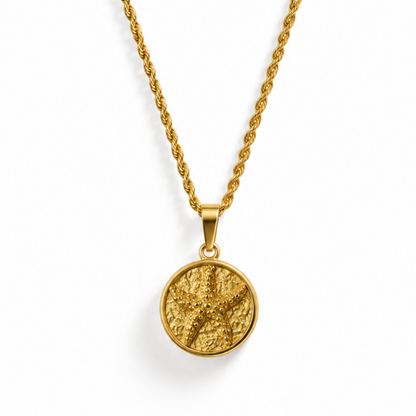 Golden Orbit Textured Pendant Necklace