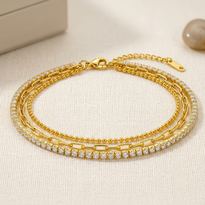 Triple Layer Gold Sparkle Bracelet