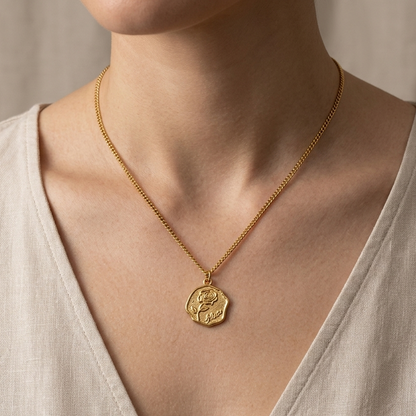 Golden Rose Medallion Necklace