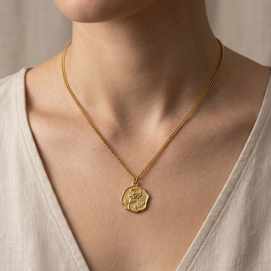 Golden Rose Medallion Necklace