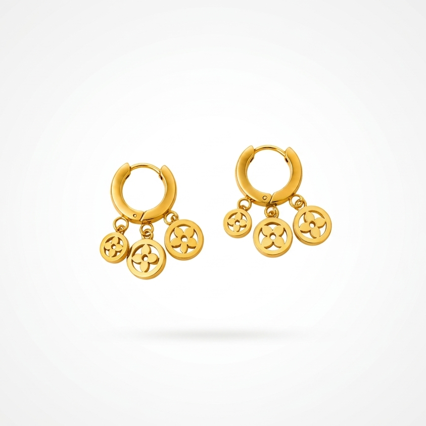 Triple Charm Hoop Earrings