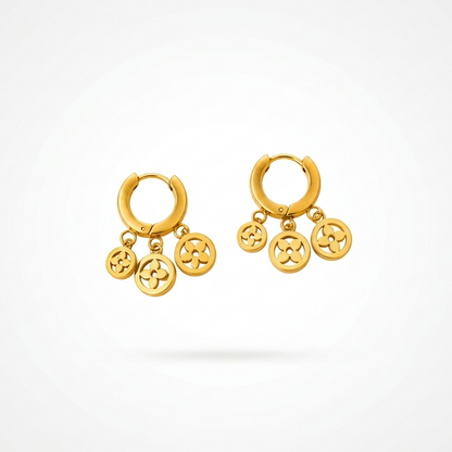 Triple Charm Hoop Earrings