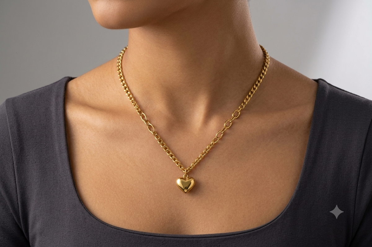 Golden Heart Link Necklace