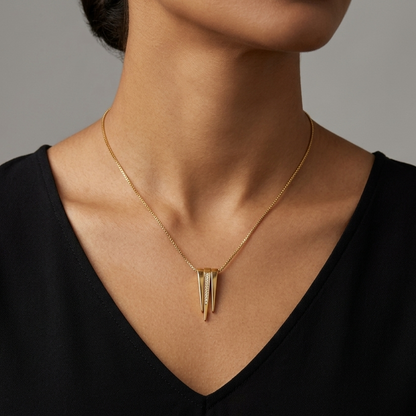 Golden Vela Crystal Pendant Necklace