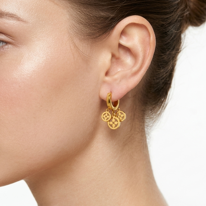 Triple Charm Hoop Earrings