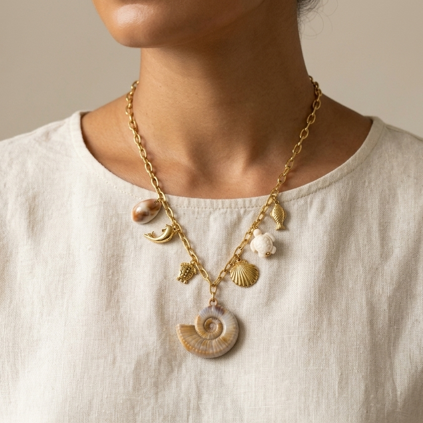 Golden Coastal Charm Necklace