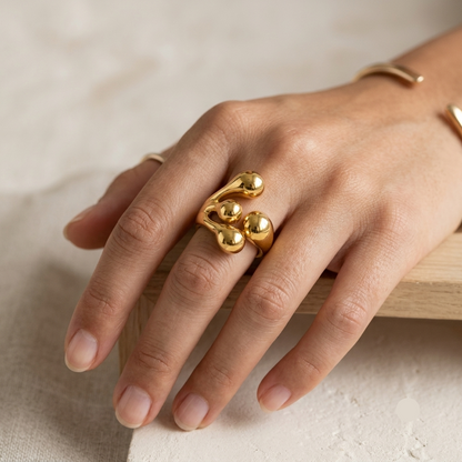 Sculptural Droplet Open Ring