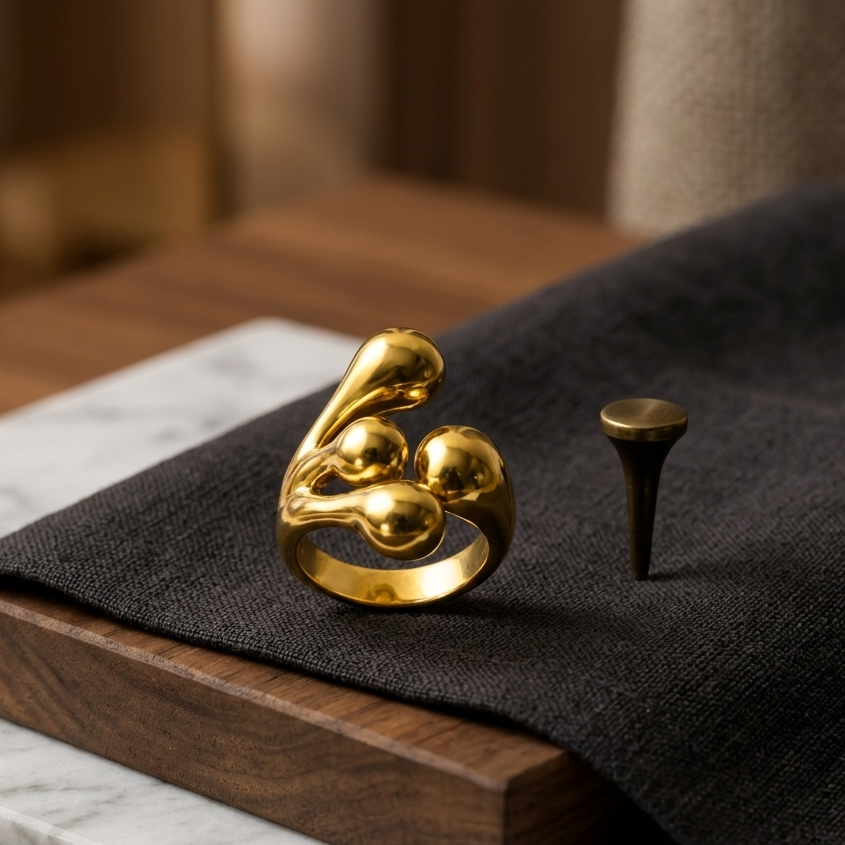 Sculptural Droplet Open Ring