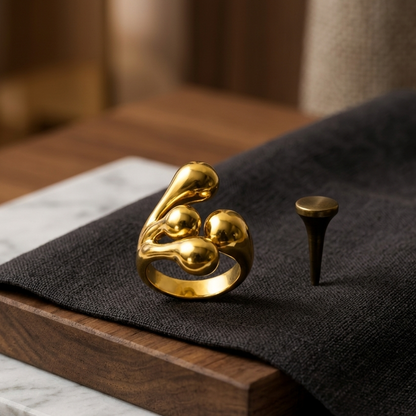 Sculptural Droplet Open Ring