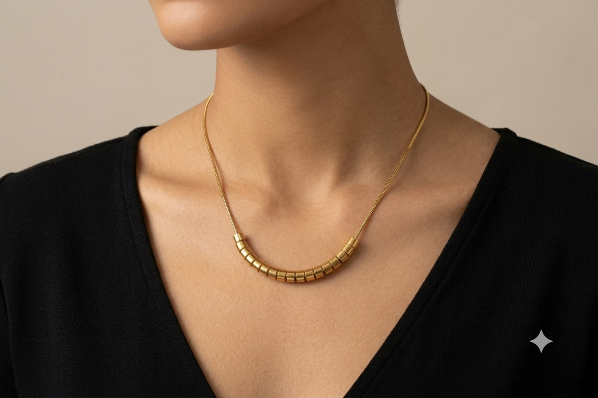 Golden Arc Sculptural Necklace