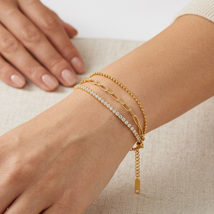 Triple Layer Gold Sparkle Bracelet
