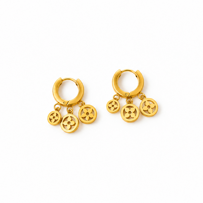 Triple Charm Hoop Earrings