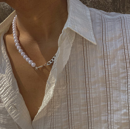 Half & Half Pearl Necklace