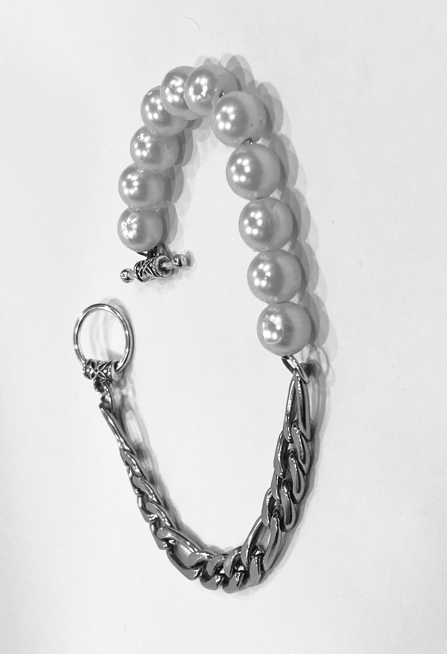 Half & Half Silver-Pearl Bracelet