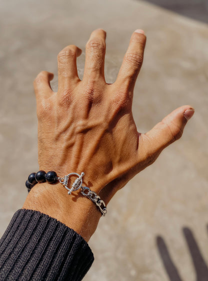 Half & Half Black beads Bracelet