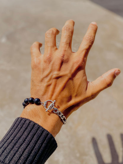 Half & Half Black beads Bracelet