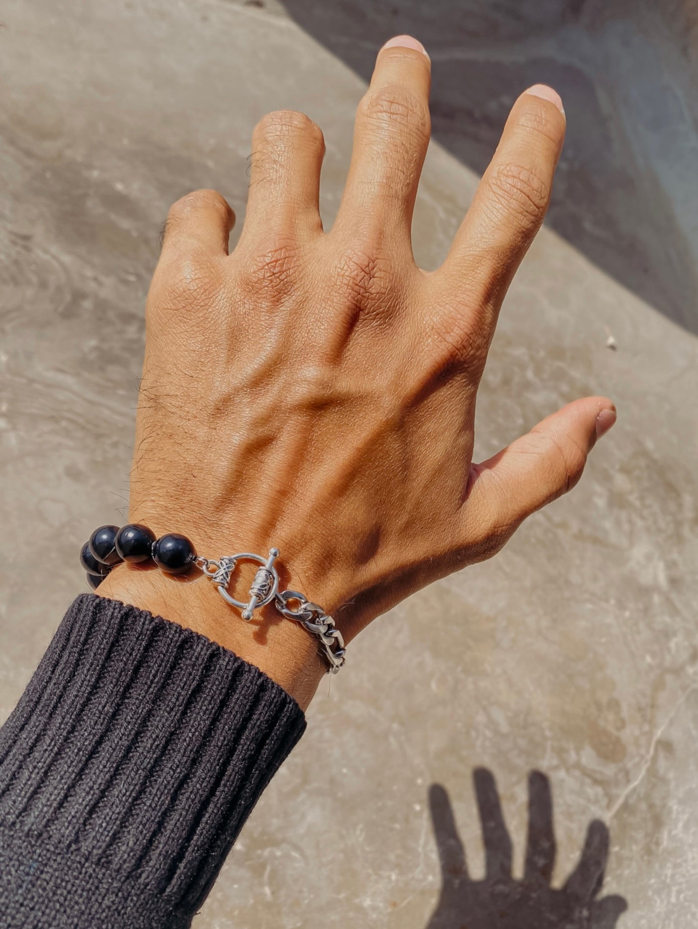 Half & Half Black beads Bracelet